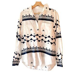 J. Crew 100 Percent Linen Geometric Print Tunic Size XS‎ Oversized